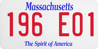 MA license plate 196EO1
