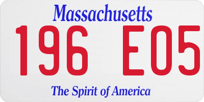 MA license plate 196EO5