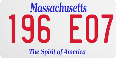 MA license plate 196EO7