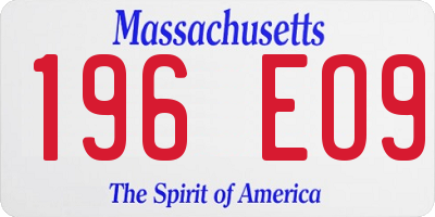 MA license plate 196EO9