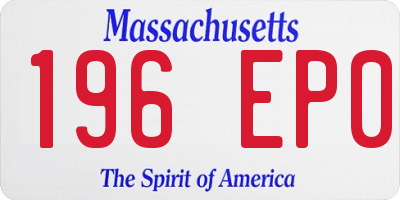 MA license plate 196EP0