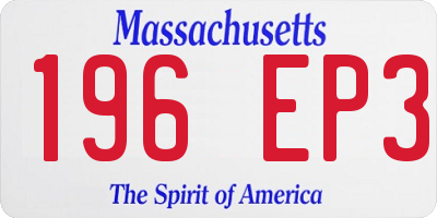 MA license plate 196EP3