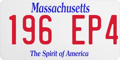 MA license plate 196EP4
