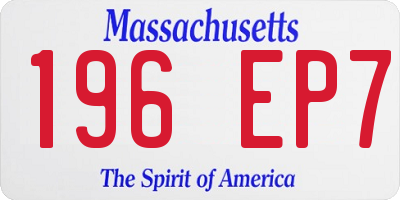 MA license plate 196EP7