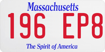 MA license plate 196EP8