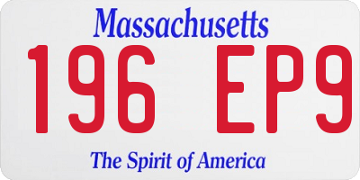MA license plate 196EP9