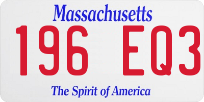 MA license plate 196EQ3