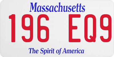MA license plate 196EQ9