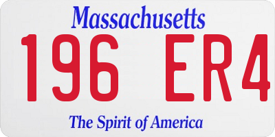 MA license plate 196ER4