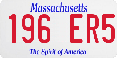 MA license plate 196ER5