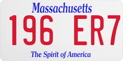 MA license plate 196ER7