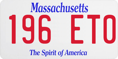 MA license plate 196ET0