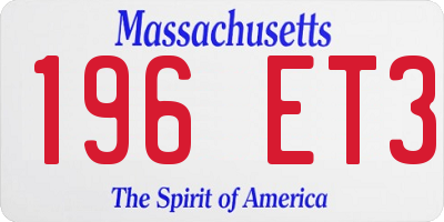 MA license plate 196ET3