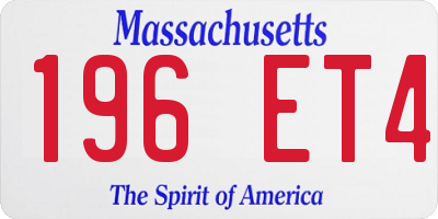 MA license plate 196ET4