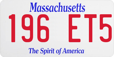MA license plate 196ET5