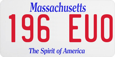 MA license plate 196EU0