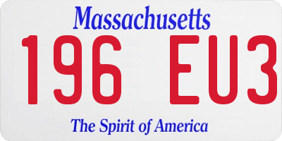 MA license plate 196EU3