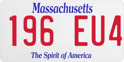 MA license plate 196EU4