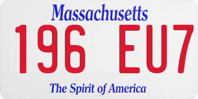 MA license plate 196EU7
