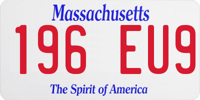 MA license plate 196EU9