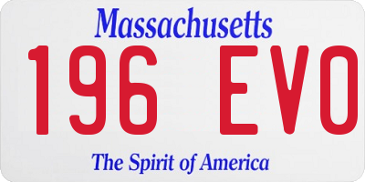 MA license plate 196EV0