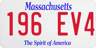 MA license plate 196EV4