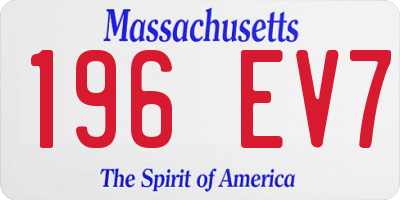 MA license plate 196EV7