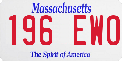 MA license plate 196EW0