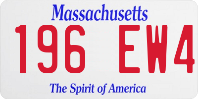 MA license plate 196EW4