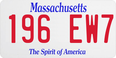 MA license plate 196EW7