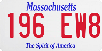 MA license plate 196EW8