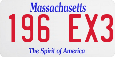 MA license plate 196EX3