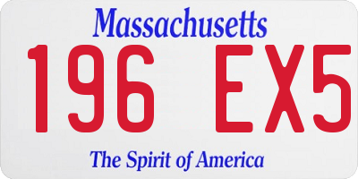 MA license plate 196EX5