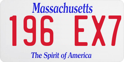 MA license plate 196EX7