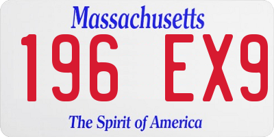 MA license plate 196EX9