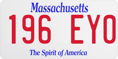 MA license plate 196EY0