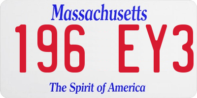 MA license plate 196EY3