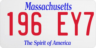MA license plate 196EY7