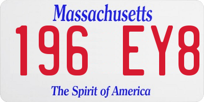 MA license plate 196EY8