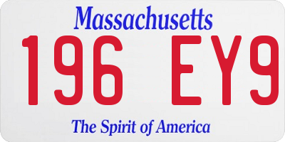 MA license plate 196EY9