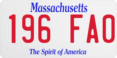 MA license plate 196FA0