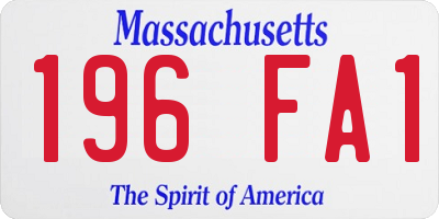 MA license plate 196FA1