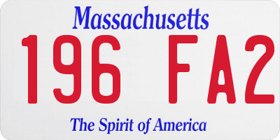 MA license plate 196FA2