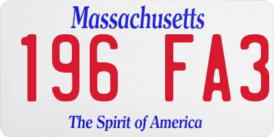 MA license plate 196FA3