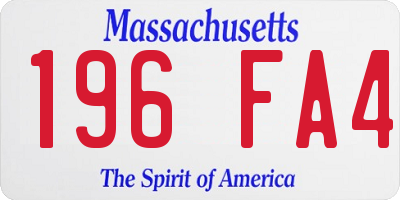 MA license plate 196FA4