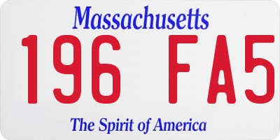 MA license plate 196FA5