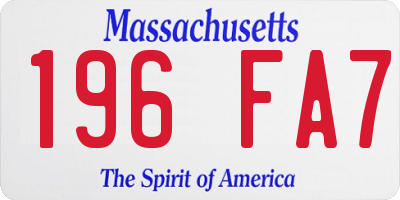 MA license plate 196FA7