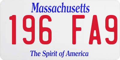 MA license plate 196FA9