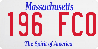 MA license plate 196FC0
