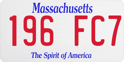 MA license plate 196FC7